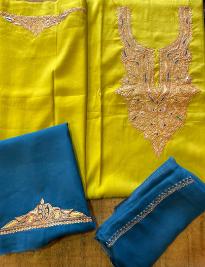 Roman silk suits with tilla work