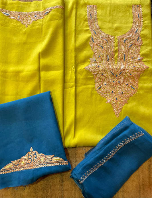 Roman silk suits with tilla work