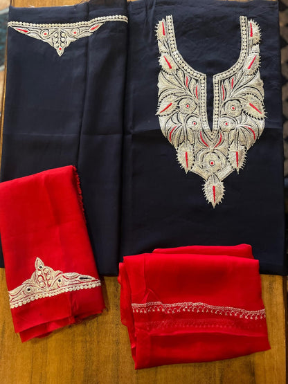 Roman silk suits with tilla work