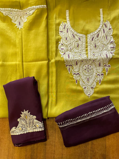 Roman silk suits with tilla work