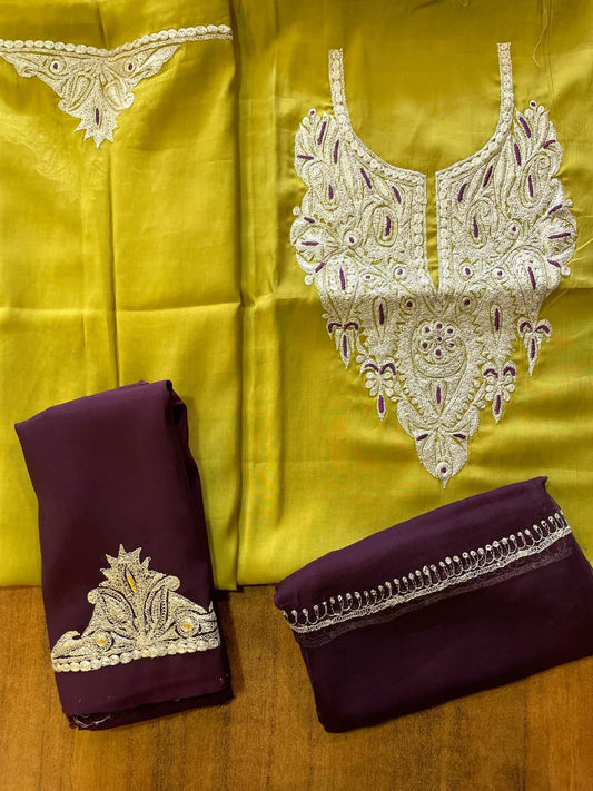 Roman silk suits with tilla work