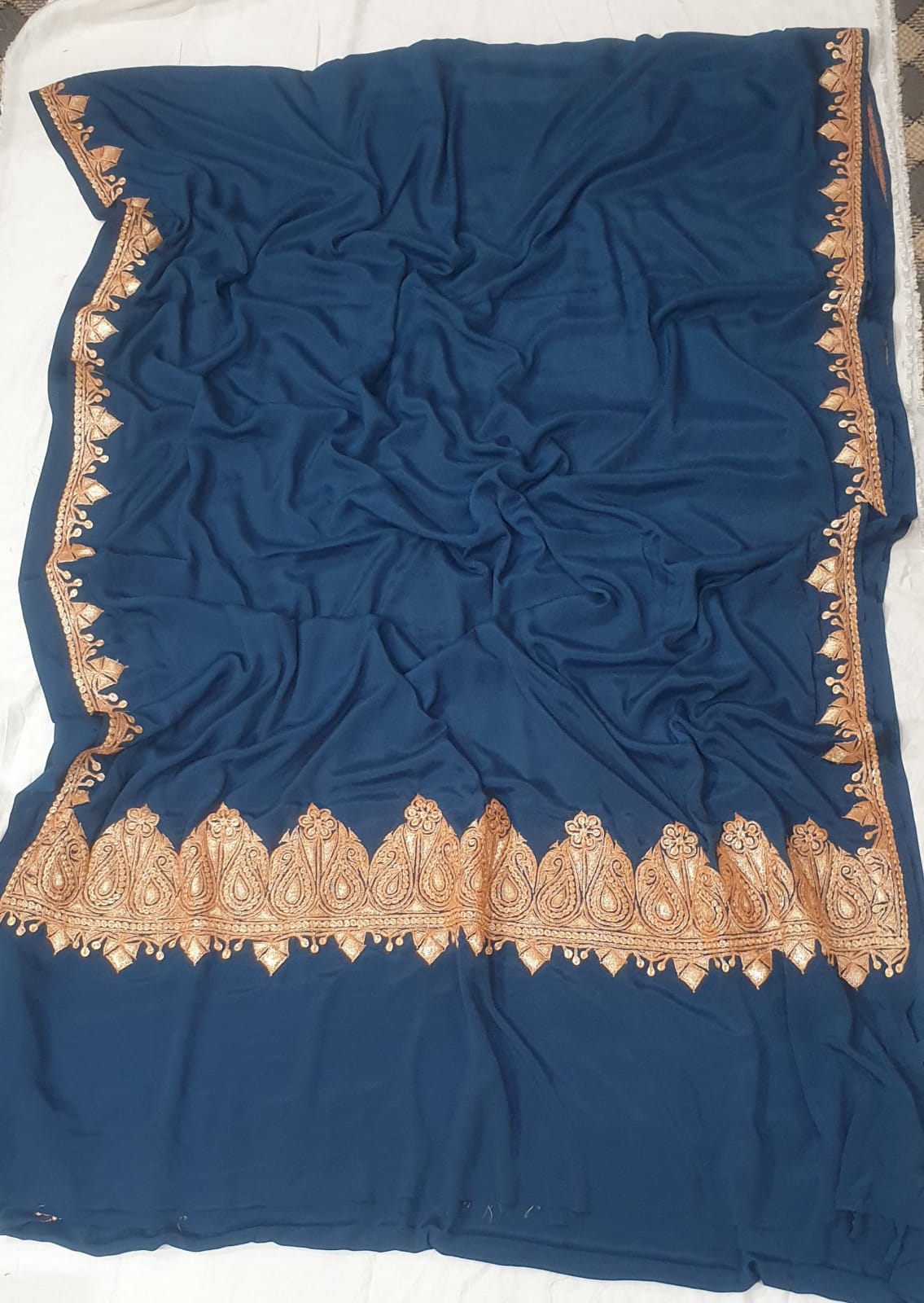crepe tilla work saree