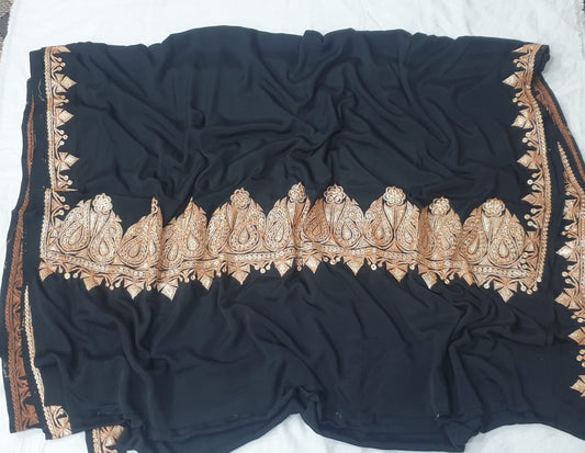 Crepe tilla work saree