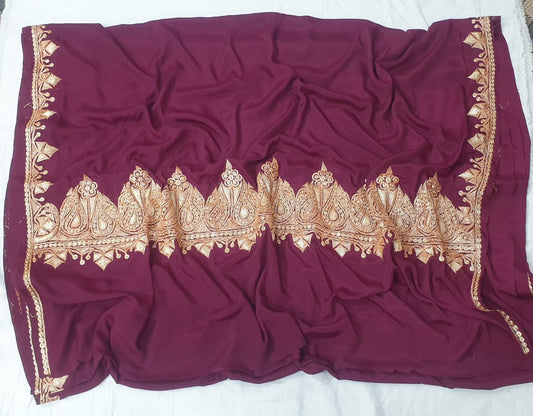 Crepe tilla work saree