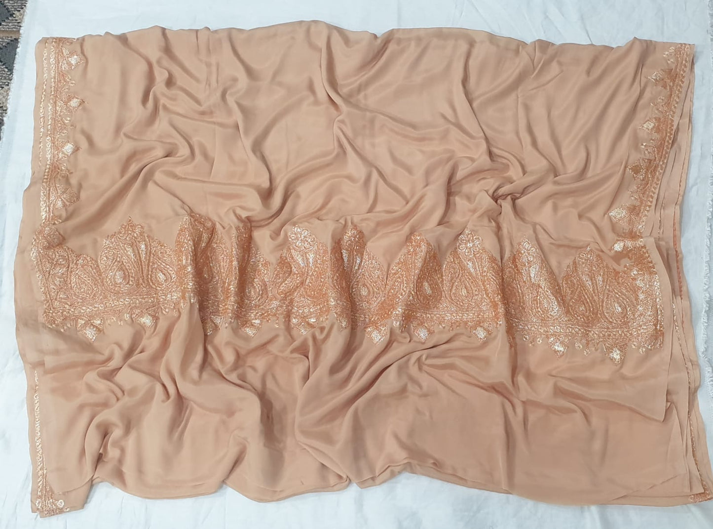 crepe tilla work saree