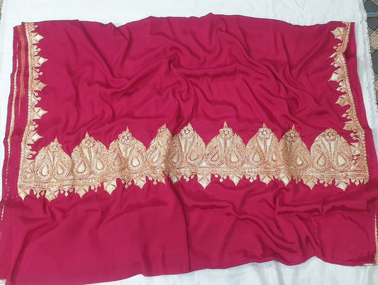 Crepe tilla work saree
