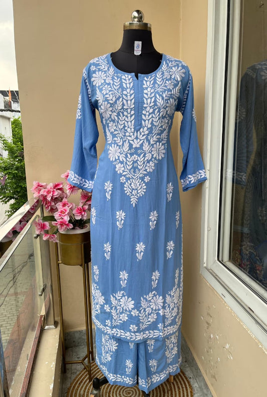 Chikankari kurti and plazo sets