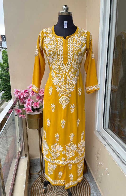 Chikankari kurti and plazo sets