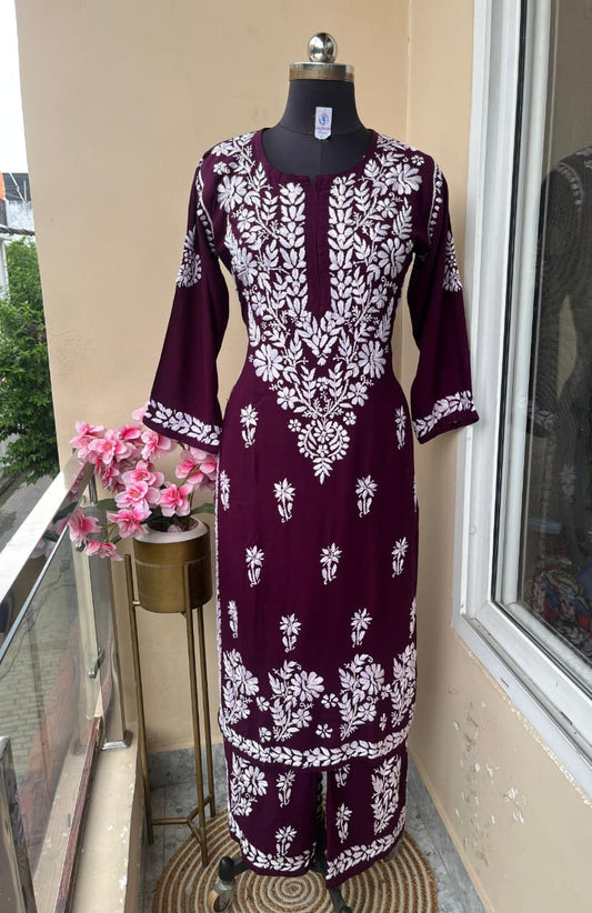 Chikankari kurti and plazo sets