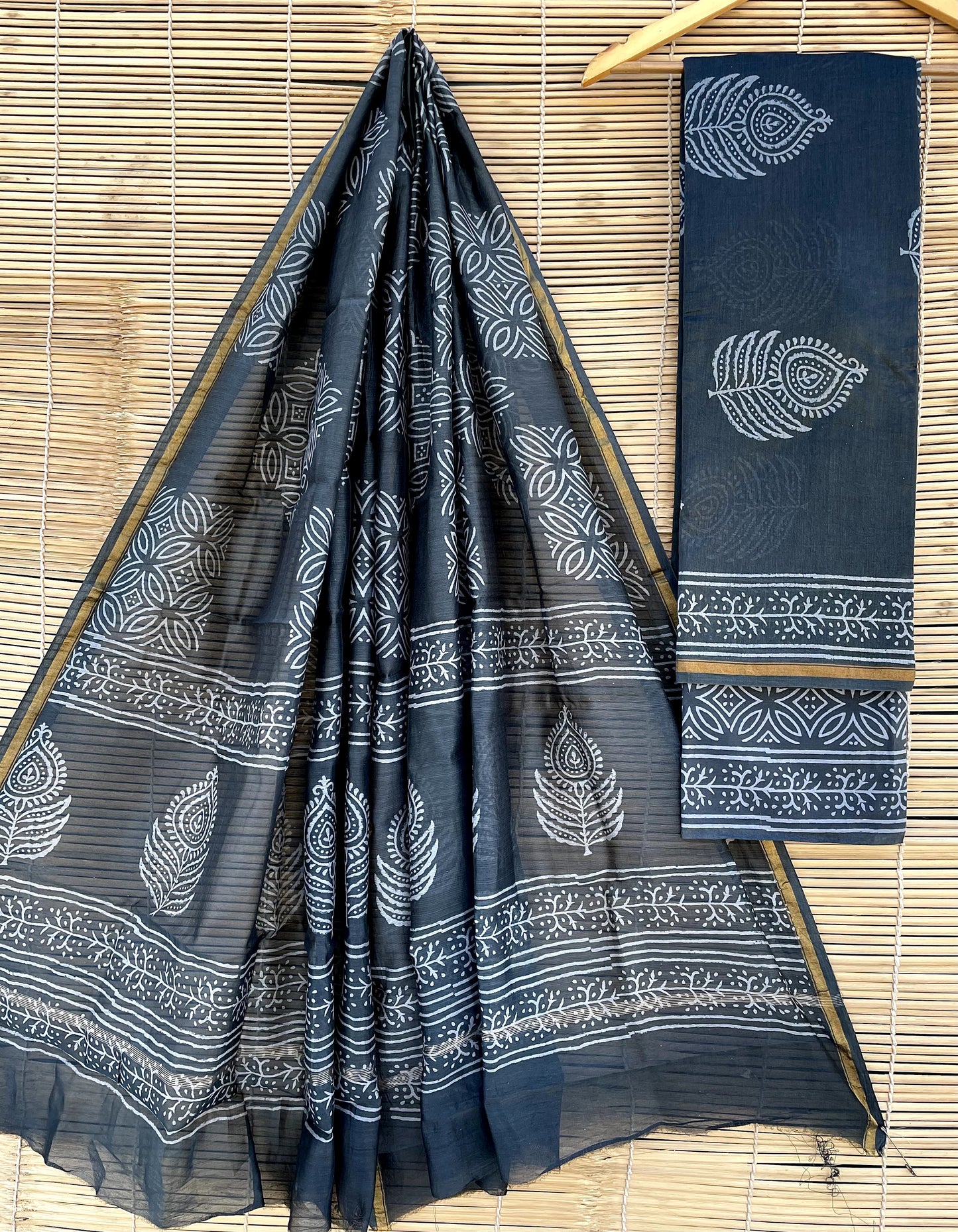 chanderi hand block print suits (unstitched)