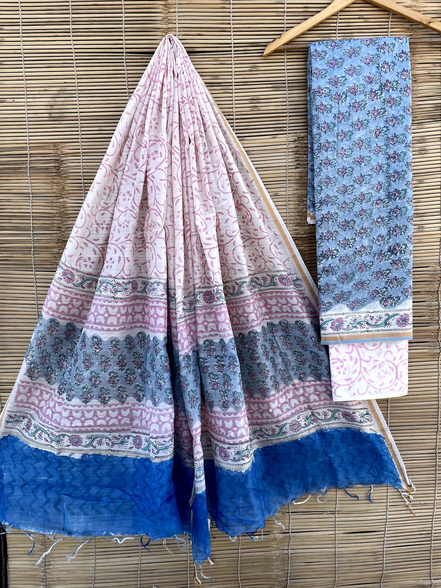 chanderi hand block print suits (unstitched)