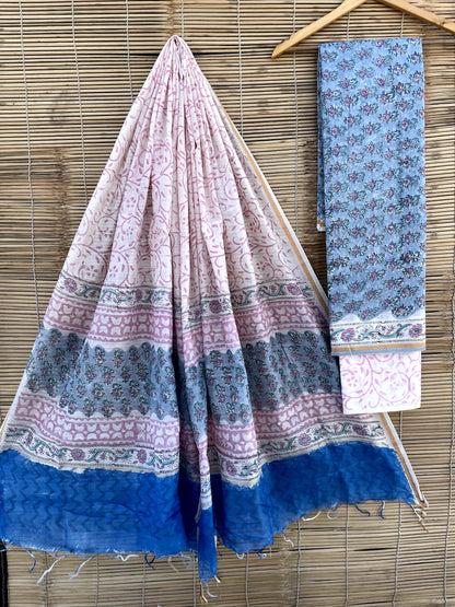 Chanderi Hand Block Print Suits (unstitched)