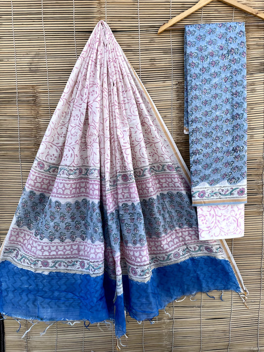 Chanderi Hand Block Print Suits (unstitched)