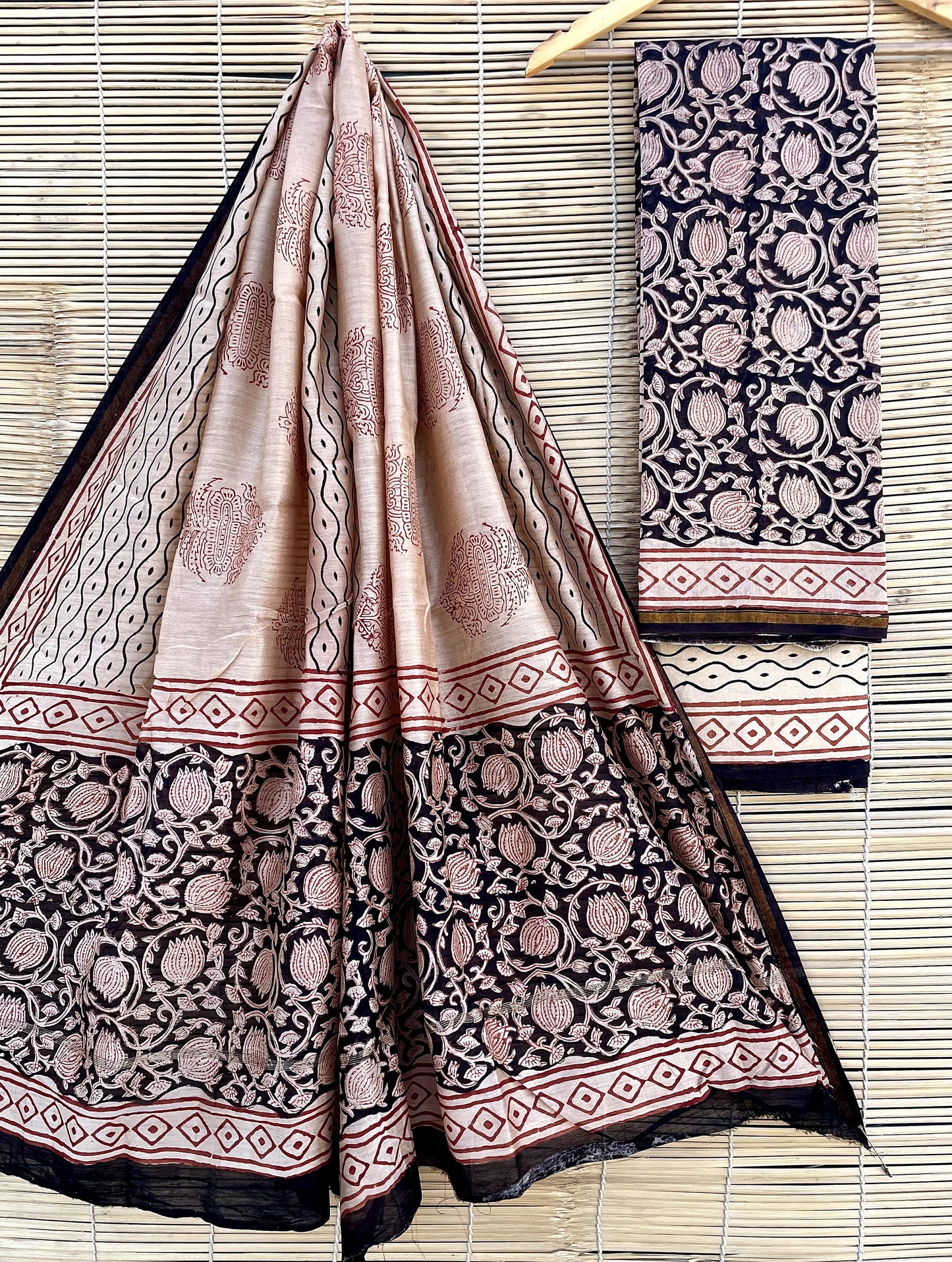 chanderi hand block print suits (unstitched)