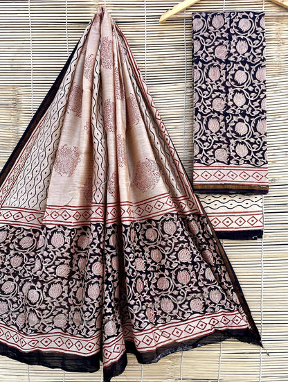 Chanderi Hand Block Print Suits (unstitched)