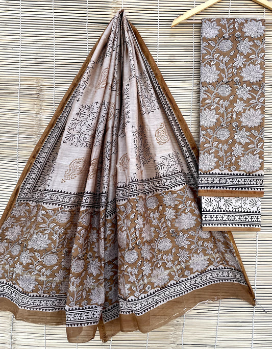 Chanderi Hand Block Print Suits (unstitched)