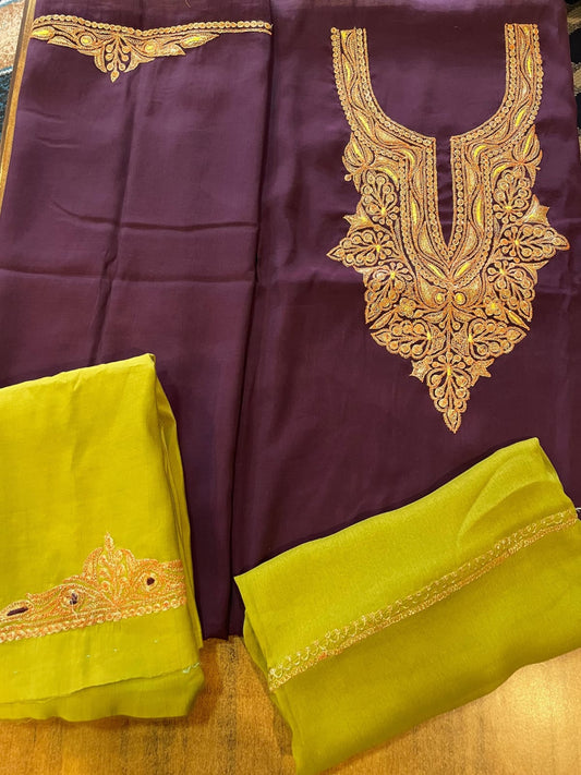 Roman silk suits with tilla work