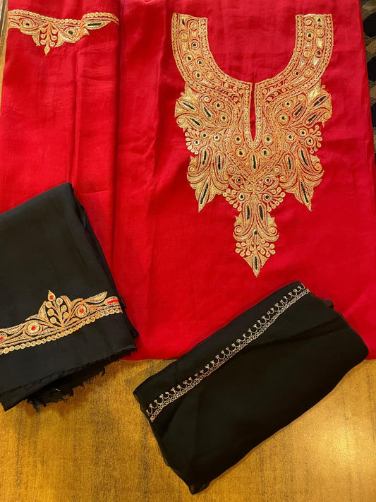 Roman silk suits with tilla work