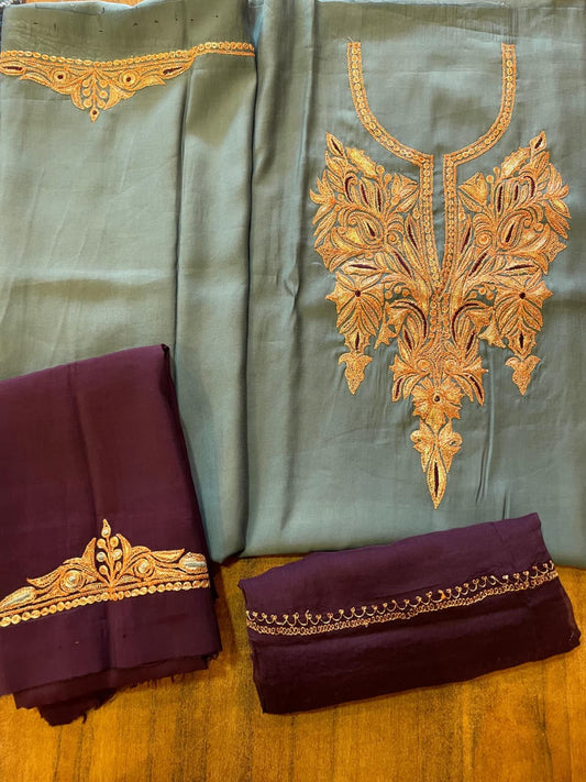 Roman silk suits with tilla work